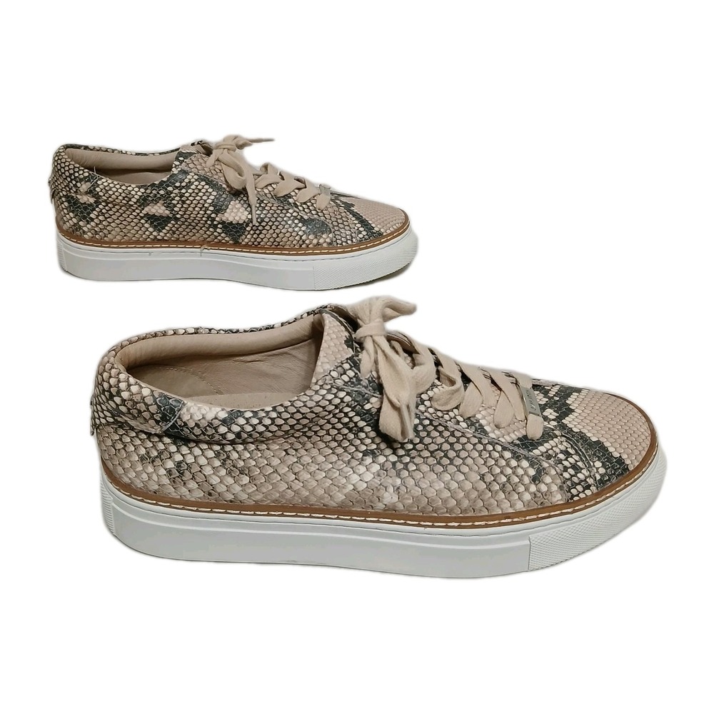 J/Slides Leyla Women Platform Sneakers 9 Beige Leather Snake Casual Walking